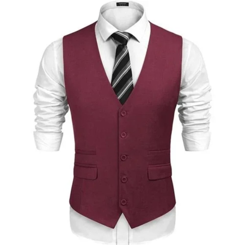 New Men's Business Suit Vest, Dark Red